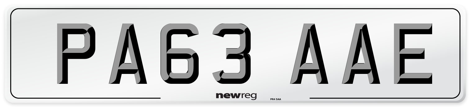 PA63 AAE Number Plate from New Reg